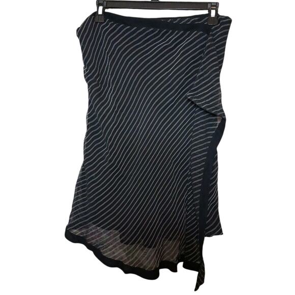 MNG Mango Black & White Striped Bias Cut A Line Skirt Ruffle Vintage Y2K 90's - Picture 2 of 8